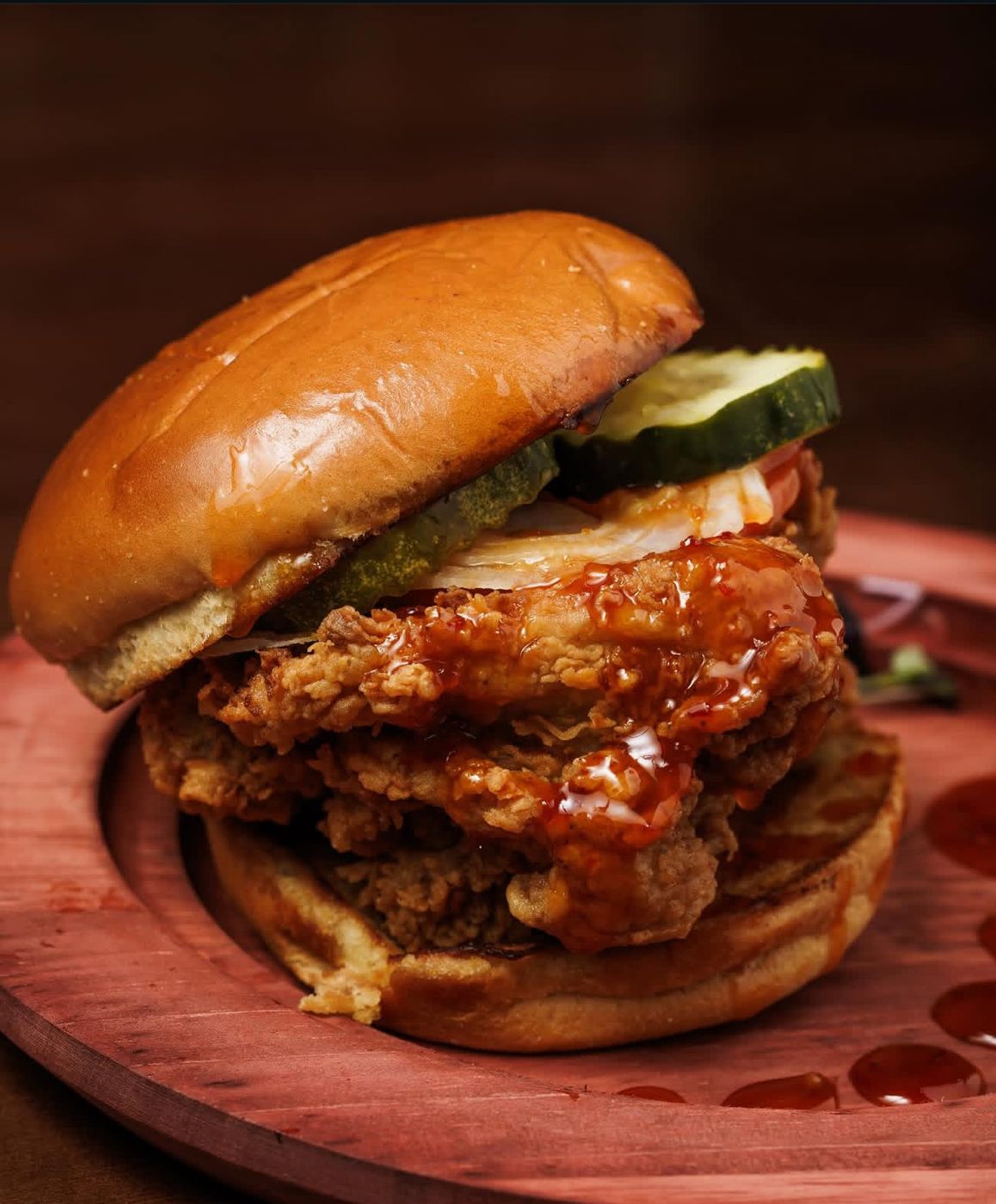 Hot honey fried chicken sandwich